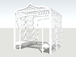 欧式拱形廊架草图大师模型，拱形廊架sketchup模型下载