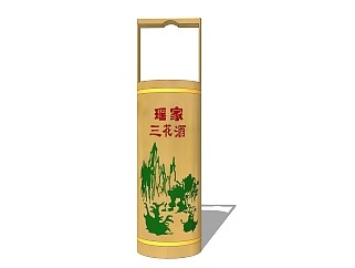 现代竹筒草图大师模型，竹制品su模型下载