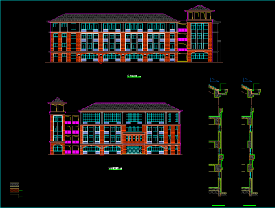 现代小学规划建筑施工图，教学楼CAD施工图纸下载