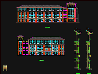 现代小学规划建筑施工图，教学楼CAD施工图纸下载