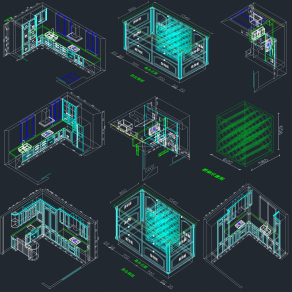 橱柜CAD三维立体图，软装CAD立体施工图下载