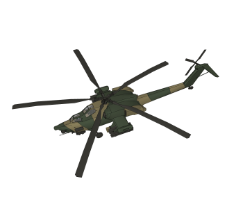 现代苏联米-28浩劫武装直升机草图大师模型下载，直升机su模型
