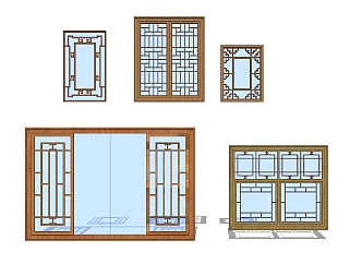 中式窗草图大师模型，中式窗SU模型下载