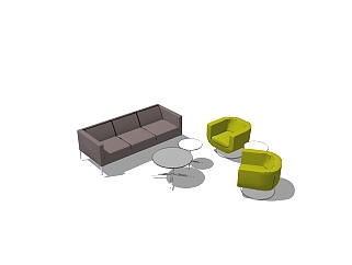 现代简约办公沙发草图大师模型，办公沙发skp模型下载