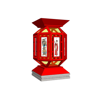 中式落地灯草图大师模型，落地灯su模型下载