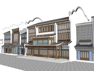 沿街商业<em>建筑sketchup模型</em>免费下载