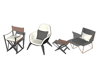 <em>现代单椅</em>凳子组合草图大师模型，单椅凳子sketchup模型...