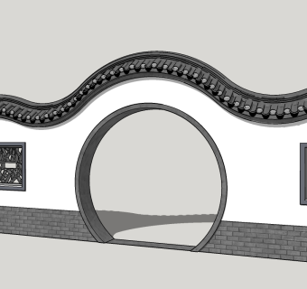 月洞门草图大师模型分享，月洞门skp文件下载