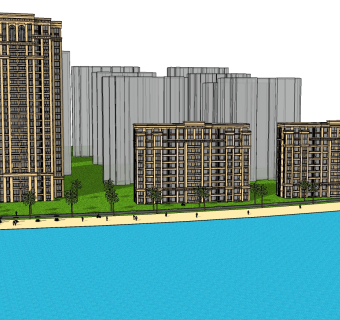 欧式住宅楼草图大师模型下载，住宅楼su模型