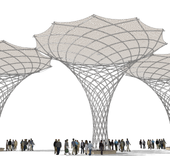 现代张拉膜雨棚su模型，张拉膜雨棚草图大师模型下载