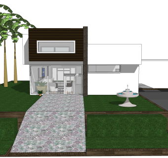 现代风格别墅草图大师模型下载，别墅SKP模型下载