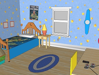 现代<em>儿童卧室</em>草图大师模型，<em>儿童房</em>su模型下载