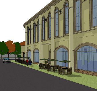 欧式建筑商业街，SU模型免费下载