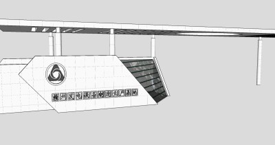 现代厂区大门草图大师模型，入口大门SU模型下载