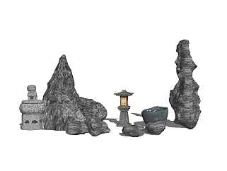 中式景观石草图大师模型，景观石sketchup模型免费下载