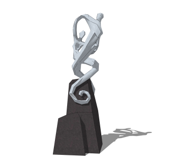 神话女娲伏羲雕塑su模型,摆件草图大师模型下载