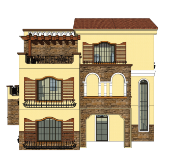 欧式别墅SU模型，别墅SKP模型下载