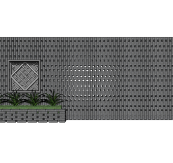 中式景观墙SU模型下载，景观墙skb模型分享