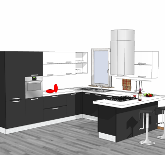 现代厨房柜免费su模型，厨房柜skb文件下载