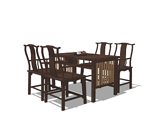 新中式<em>餐桌椅su模型</em>，<em>餐桌</em>椅sketchup<em>模型下载</em>