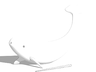 一角<em>鲸鱼</em>雕塑su模型,摆件草图大师模型下载