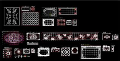 地面拼花合集CAD图库，地面拼花设计样图