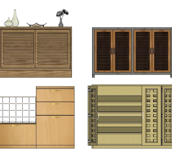 现代斗柜草图大师模型，斗柜su模型下载