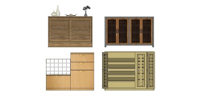 现代斗柜草图大师模型，斗柜su模型下载