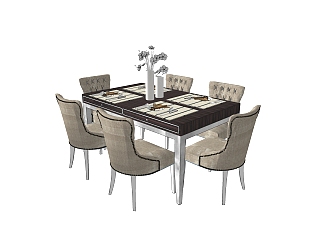 欧式餐桌<em>椅su模型</em>，欧式餐桌椅sketchup模型下载