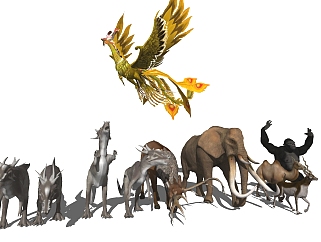 现代猩猩大象动物草图大师模型，动物sketchup模型下载