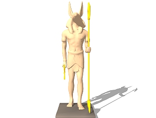 阿努比斯神像雕塑su模型,摆件草图大师模型下载