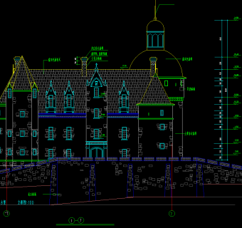 城堡全套CAD施工图，城堡CAD建筑图纸下载