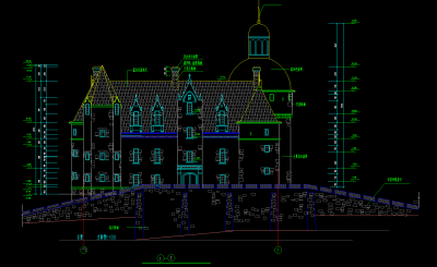 城堡全套CAD施工图，城堡CAD建筑图纸下载