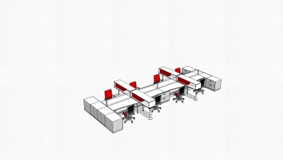 办工桌草图大师模型，办工桌skp模型，办工桌su素材下载
