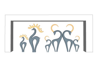 现代景观小品鹿草图大师模型，景观小品sketchup模型skp文件分享