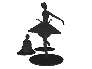 <em>芭蕾</em>舞女孩雕塑su模型,摆件草图大师模型下载