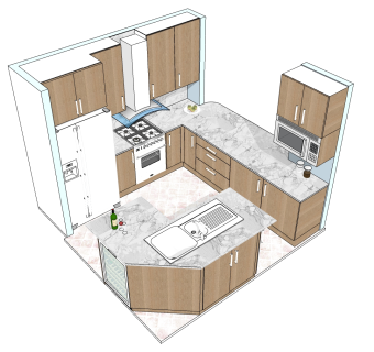 现代简约风橱柜草图大师模型，简约风橱柜sketchup模型免费下载