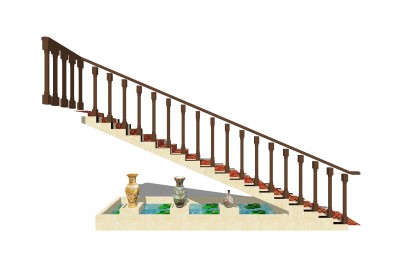 现代单跑楼梯草图大师模型，单跑楼梯sketchup模型免费下载