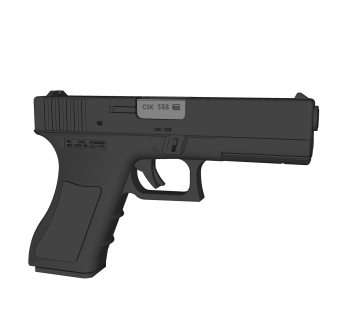 现代简约手枪草图大师模型，手枪sketchup模型