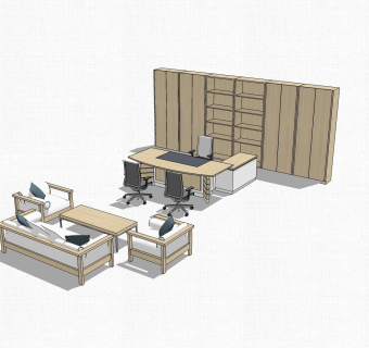 现代实木老板桌草图大师模型，老板桌sketchup模型下载