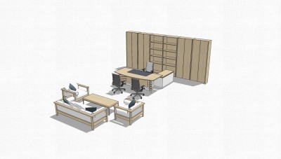 现代实木老板桌草图大师模型，老板桌sketchup模型下载