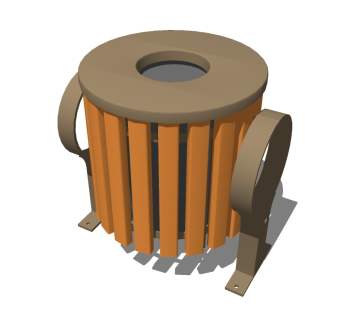 现代简约垃圾桶草图大师模型，垃圾桶SU模型下载