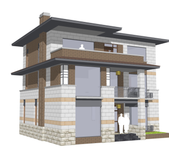 现代别墅外观草图大师模型，别墅外观sketchup模型免费下载