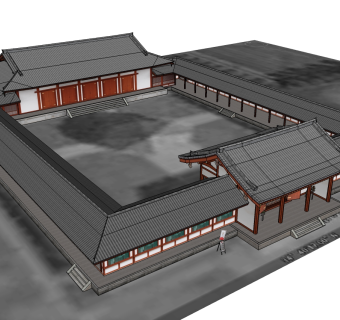 中式古建草图大师模型下载、古建su模型下载