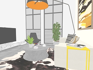 现代北欧复式公寓sketchup模型，<em>整体</em>方案草图大师模型...