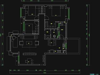 四房新中式家装施工图，新中式CAD设计图纸下载