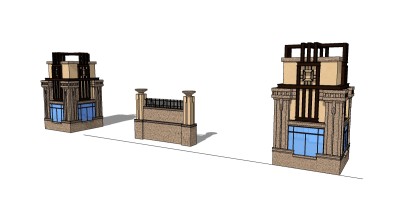 欧式入口大门草图大师模型下载，入口大门SU模型分享