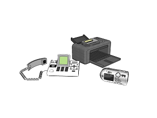 现代打印机电话<em>座机</em>草图大师模型，打印机sketchup模型