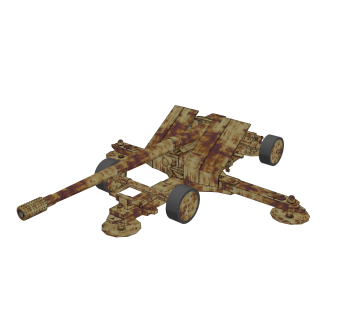 德国PAK-44反坦克炮草图大师模型，反坦克炮sketchup模型下载