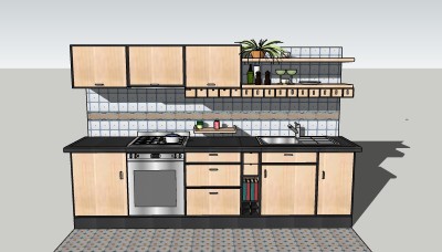 现代橱柜草图大师模型，厨房柜sketchup模型下载